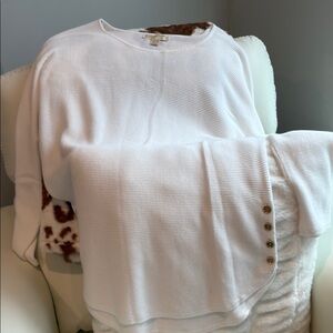 MICHAEL Michael Kors White Sweater with Gold Buttons